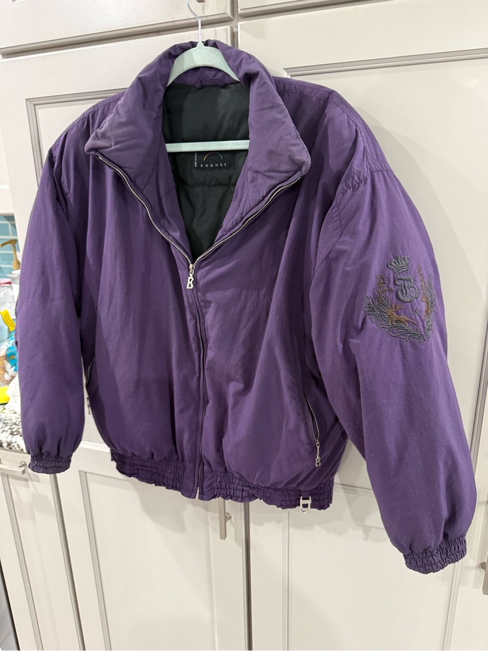 Bogner Vintage Purple Puffer Ski Jacket with Embroidered Sleeve woman’s size M